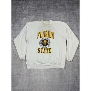 Vtg Florida State‎ University Sweatshirt Mens Large Gray FSU Puff Print Crewneck